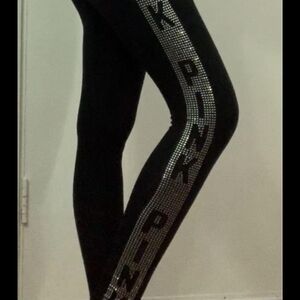 Black Leggings with Silver PINK Logo